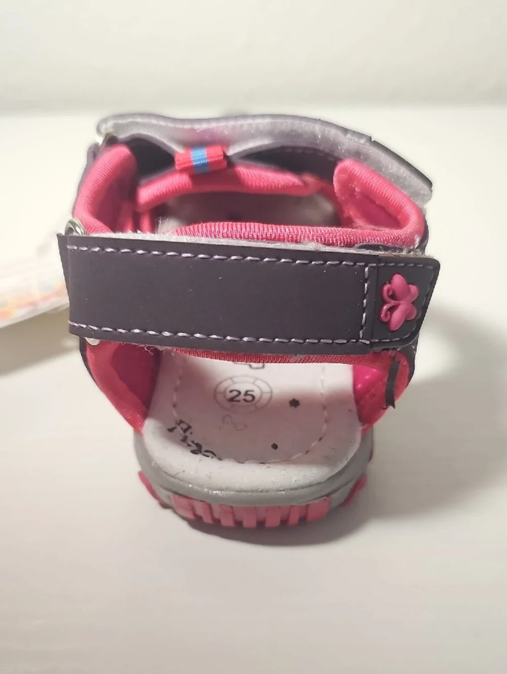 Girls Pink and Gray Outdoor Active Sandals with Hook-and-Loop Straps